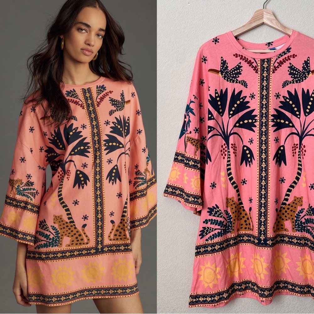 FARM Rio Pink and Yellow Mini Dress